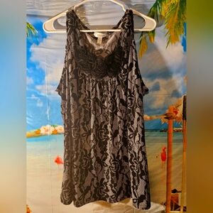 Black and Gray Lace Sleeveless Top